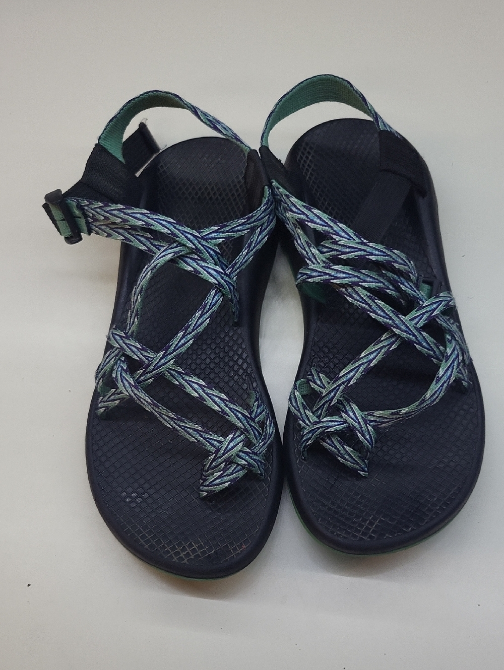 Chaco Women's Strappy Sandals - Navy with Teal Accents Pair #2